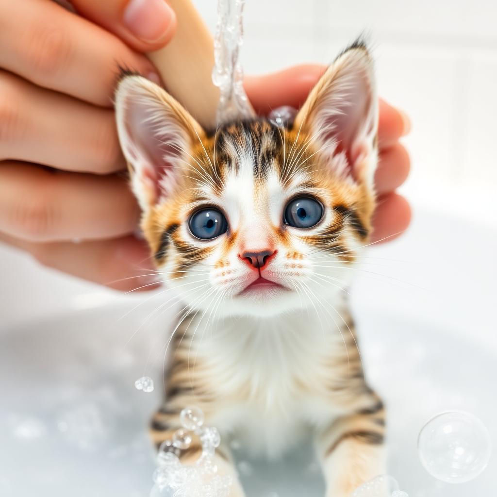Banho em filhote de gato