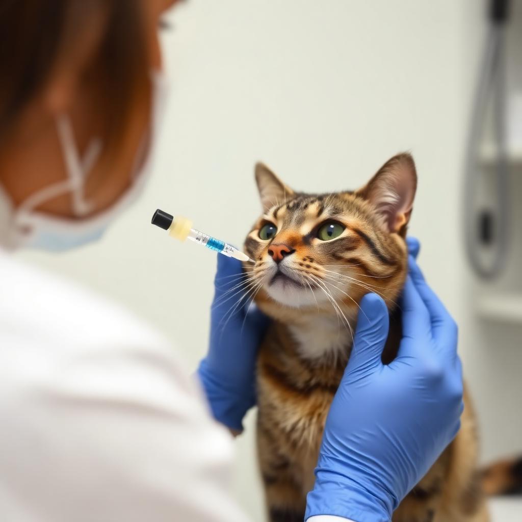 Aplicação de vacina em gato