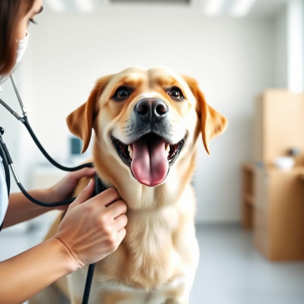 Cachorro feliz em consulta veterinária